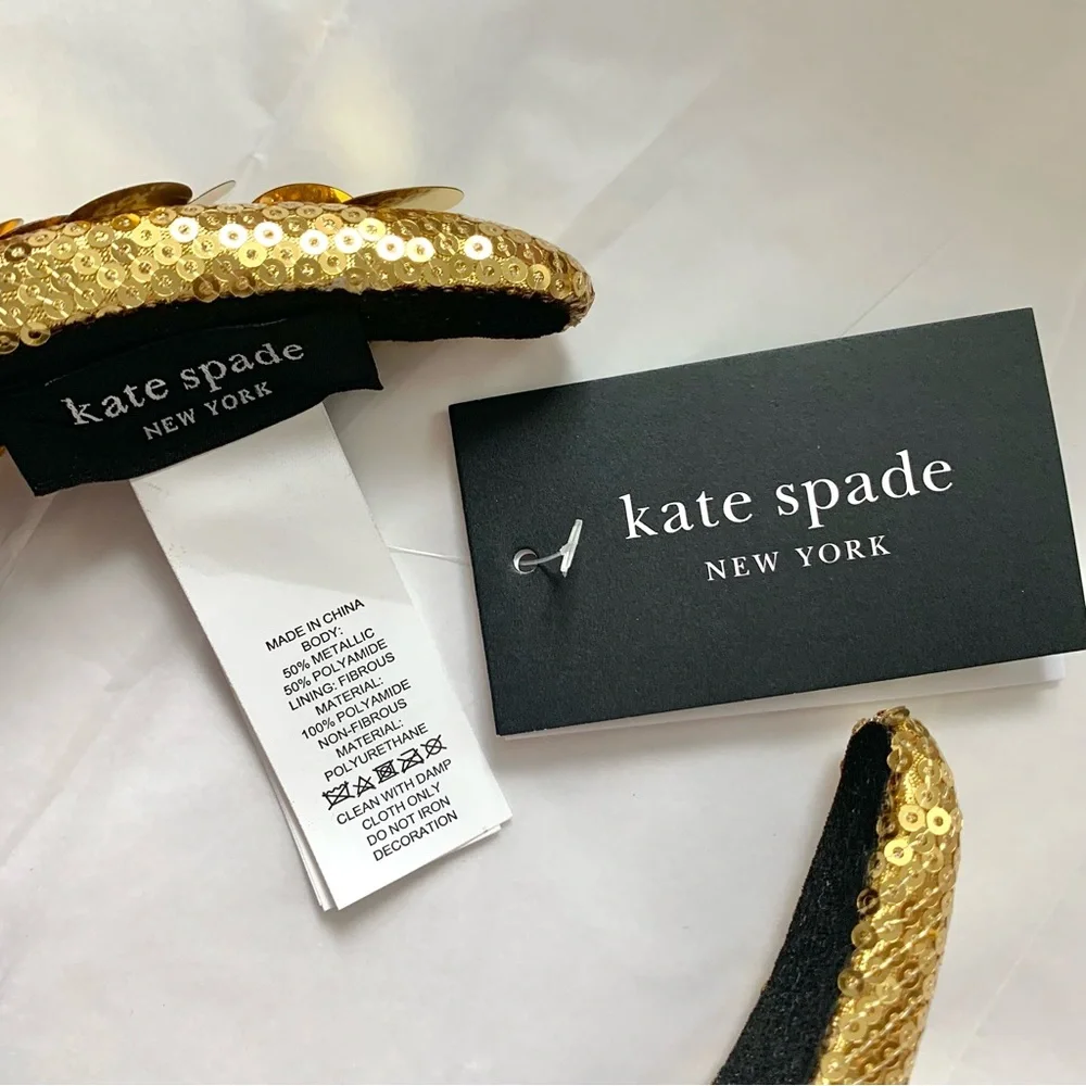 NEW Kate Spade Gold Lamé Sequin Embellished Headband O/S NWT